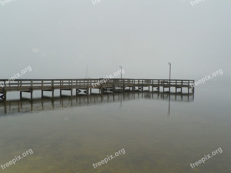 Pier Water Fog Weather Cloudy