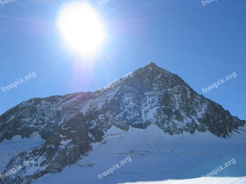 Mountain Panorama Stubai Winter Sunshine Mountain