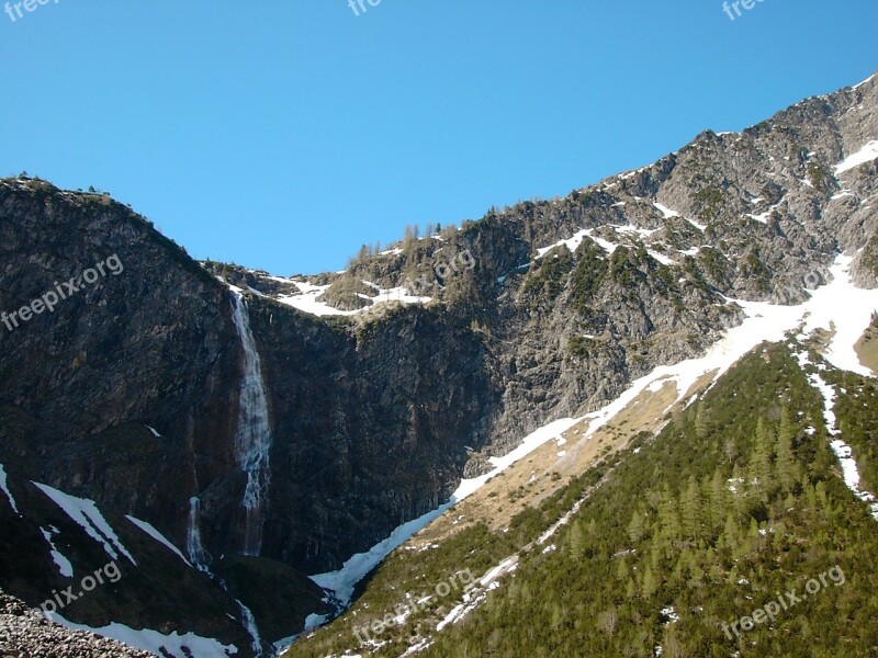 Bergaichtwasserfall Rock Crash Debris Kar Old Snow Fields Tannheim