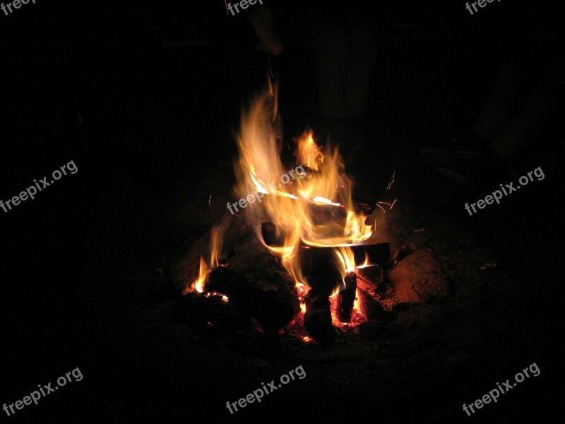 Campfire Flying Sparks Glow Flame Free Photos