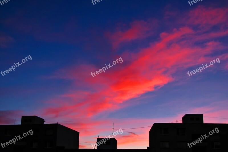 Roof Tops Sunrise Sky Cloud Clouds