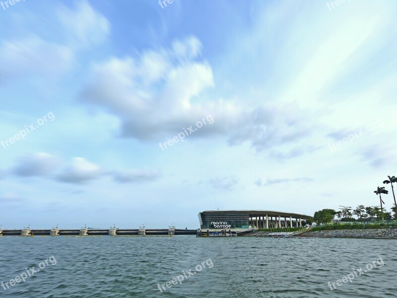 Singapore Marina Barrage Singapore Landmark Singapore River Blue Sky