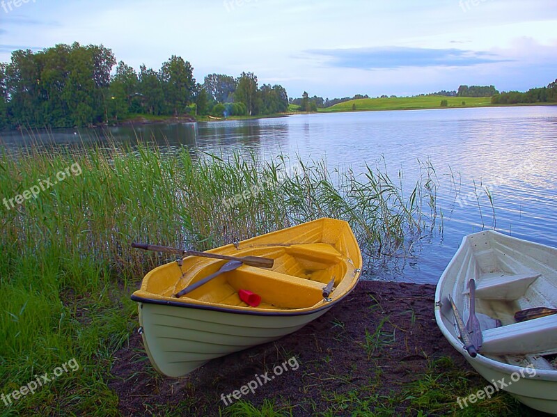 Boats Boat Rowing Boat Lake Summer