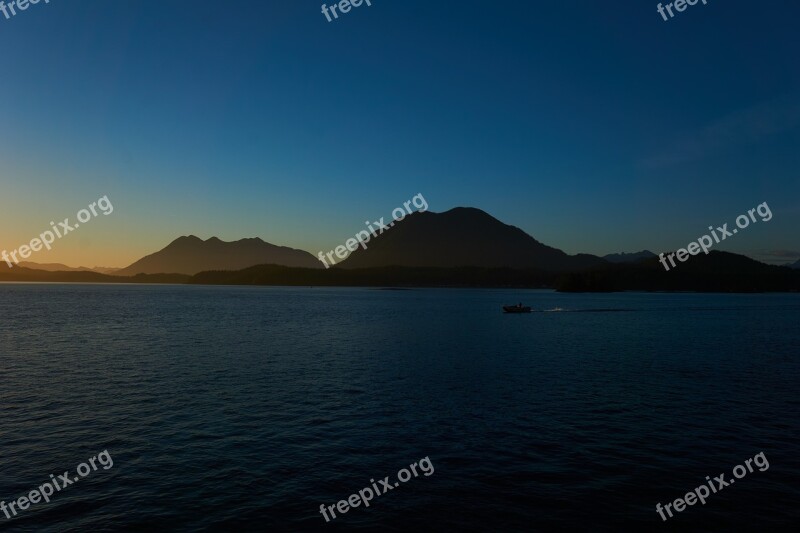 Tofino Mountains Sunset Rainforest Trees