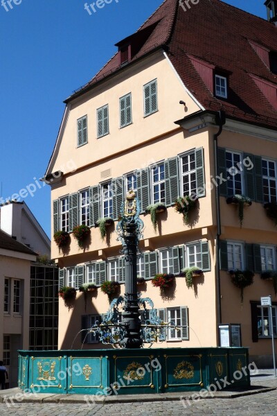 Nürtingen Market Street Fountain Town Hall Historic Center