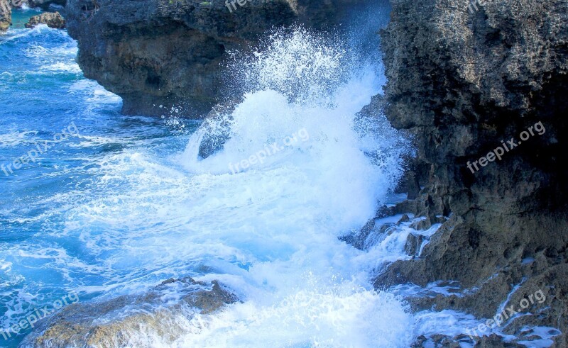 Beach The Waves Rock The Sea Water