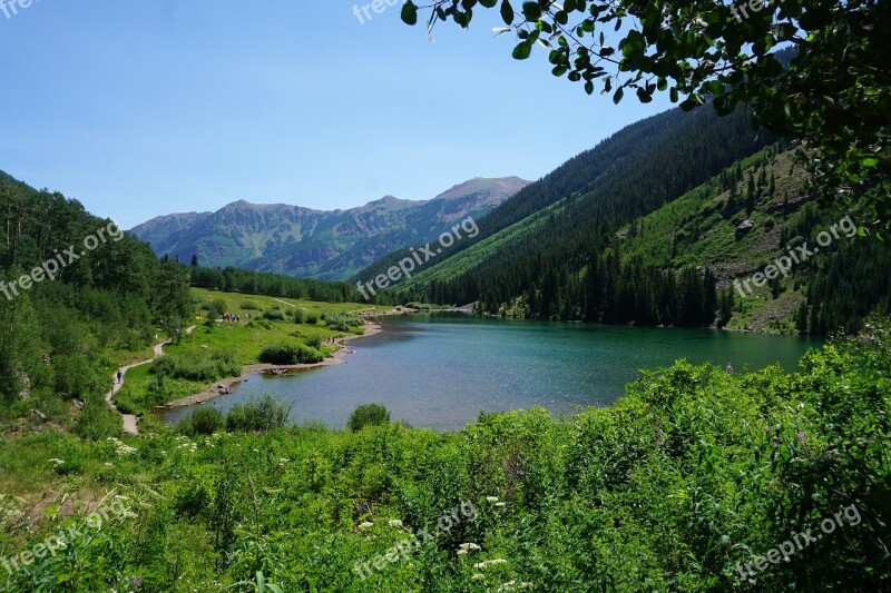 Maroon Lake Colorado Aspen Landscape Nature