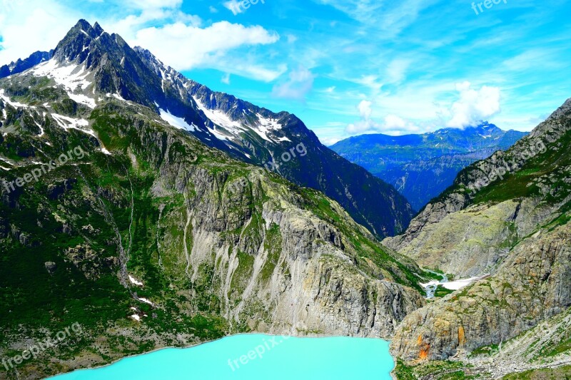 Mountain Swiss Alps Bernese Oberland Researchers Focused On Lake Trift Glacial Lake