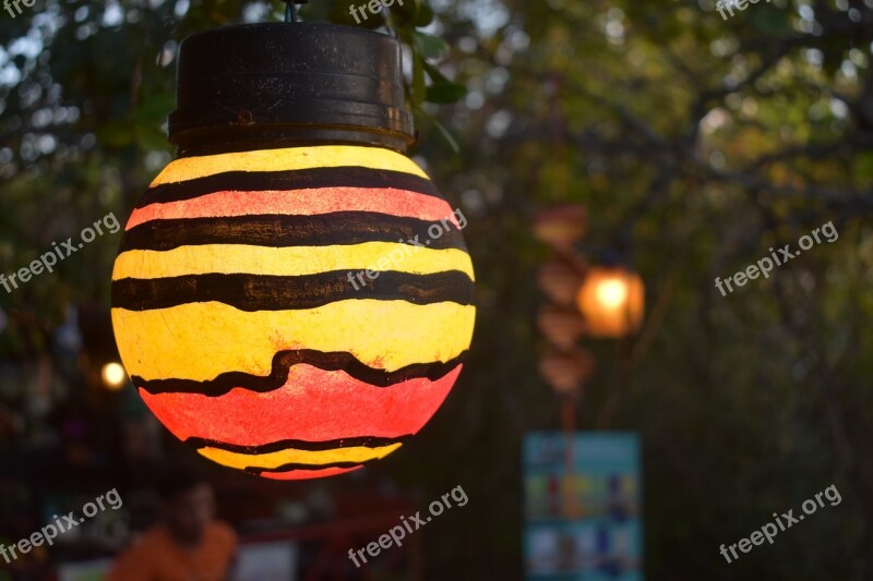 Lamp Painted Open Air Colorful Decoration