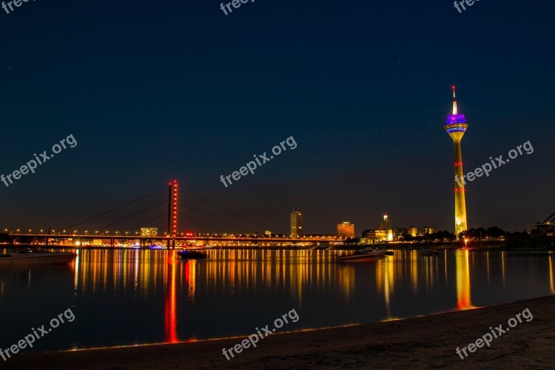 Düsseldorf Rhine Beach Bridge City