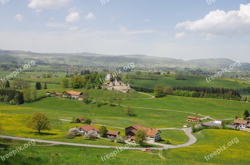 Castle Panorama Vista Germany Meadows