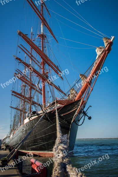 Sailing Vessel Three Masted Sedov Ship Water