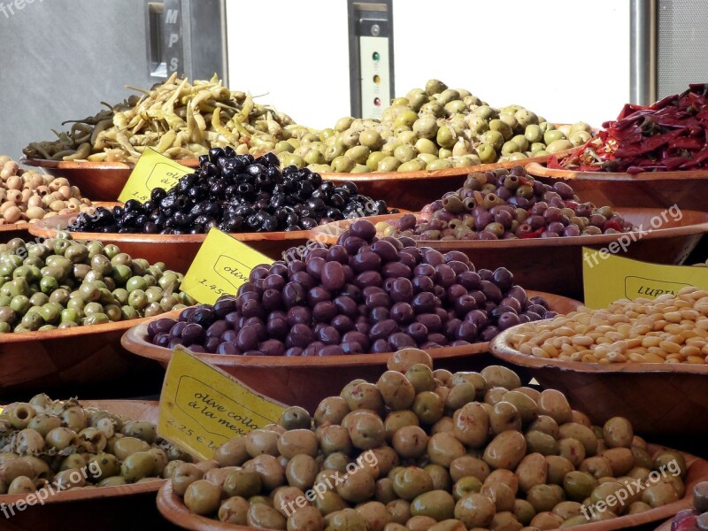 Market Stall Olives Sale Food