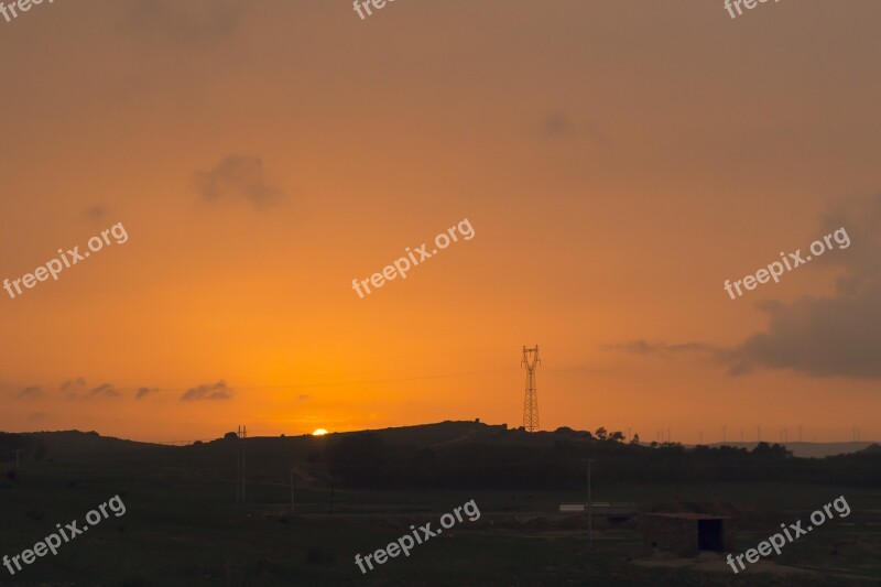 In Rural Areas Sunset Sun Orange Sky Sky