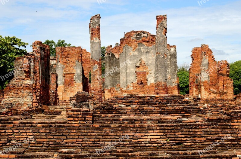 Thailand Ruins Temple Ayutthaya Old