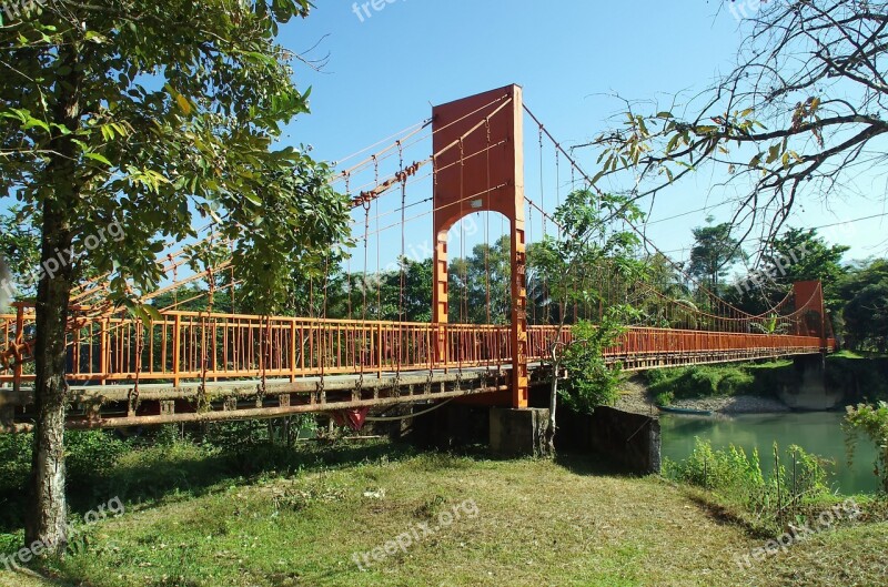 Laos Vang Vieng Bridge Suspension Bridge Ropes