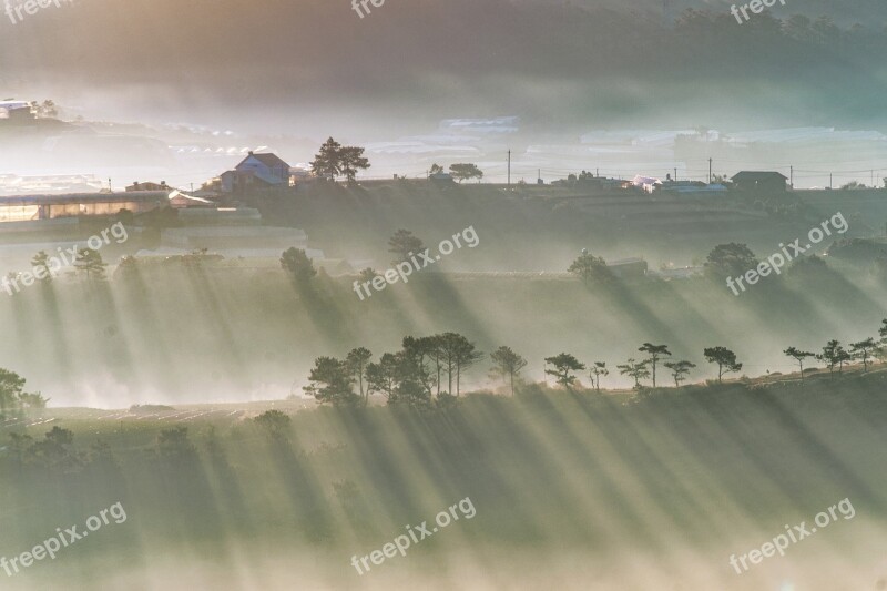 Sunny Soon Mountains And Hills Dalat Dawn Free Photos