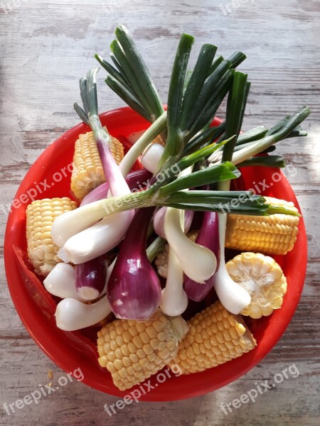 Vegetables Corn Summer Barbecue Onion