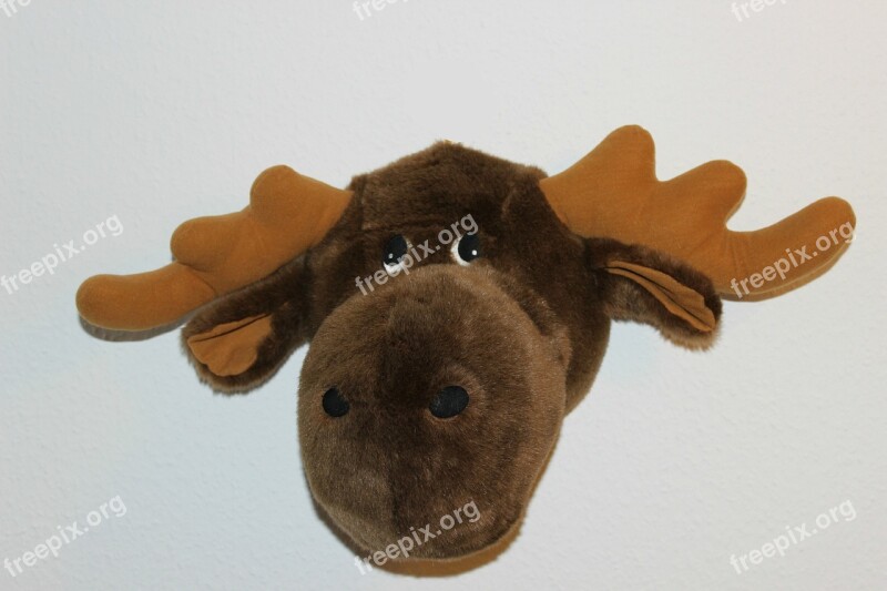 Soft Toy Moose Head Stuffed Animal Toys Teddy Bear