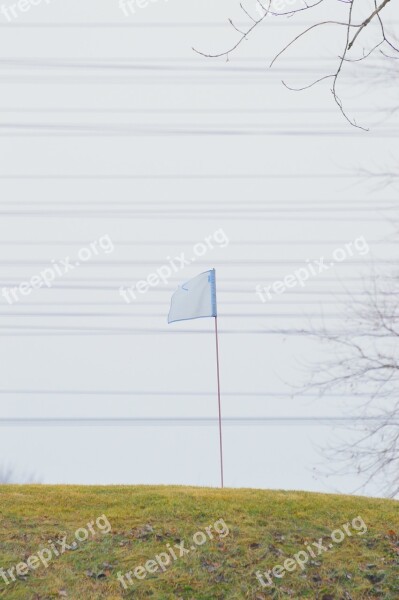 Flag Golf Course Wires Landscape Horizontal