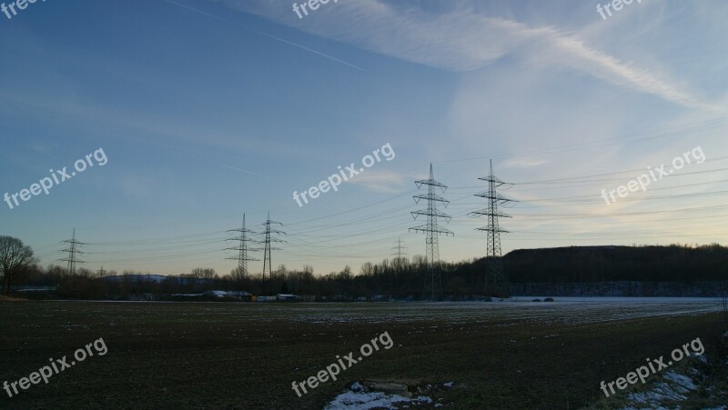 Power Poles Power Lines Landline Sunset Landscape