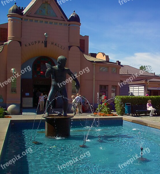 Fountain Statue Market Hall Kuopio Finnish