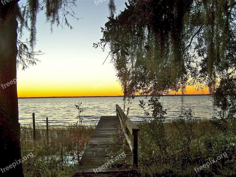 Nature Landscape Sunset Lake Tree