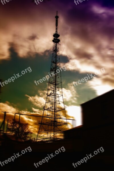 Television Tower Evening Clouds Free Photos