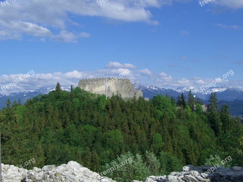 Castle Ruins Hohenfreyberg Eisenberg Allgäu Mountain Panorama