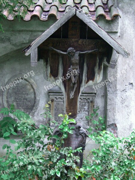 Wooden Cross Crucifix Füssen Allgäu Old Cemetery