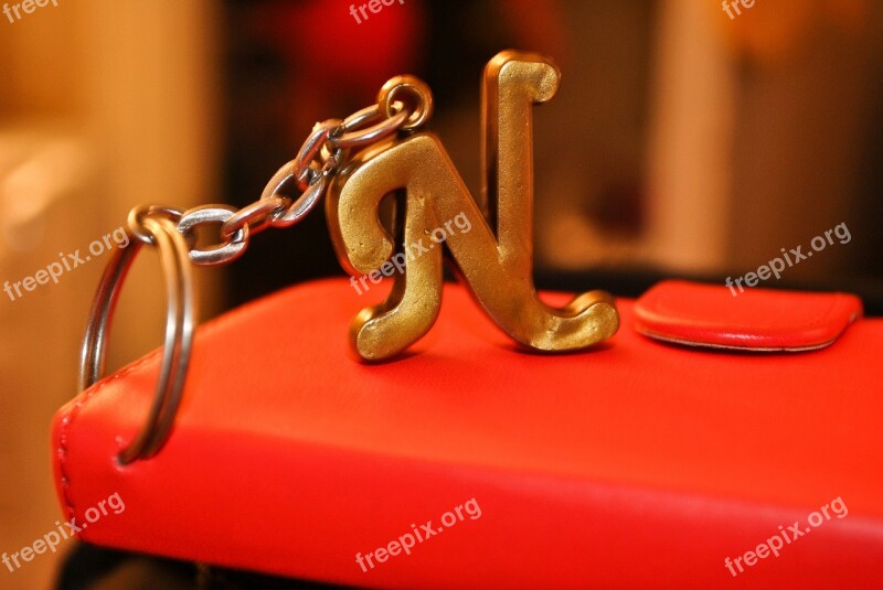 N Character Keyring Capital Letter Red