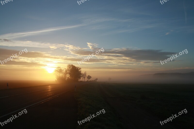 Road Morgenstimmung Cold Autumn Haze