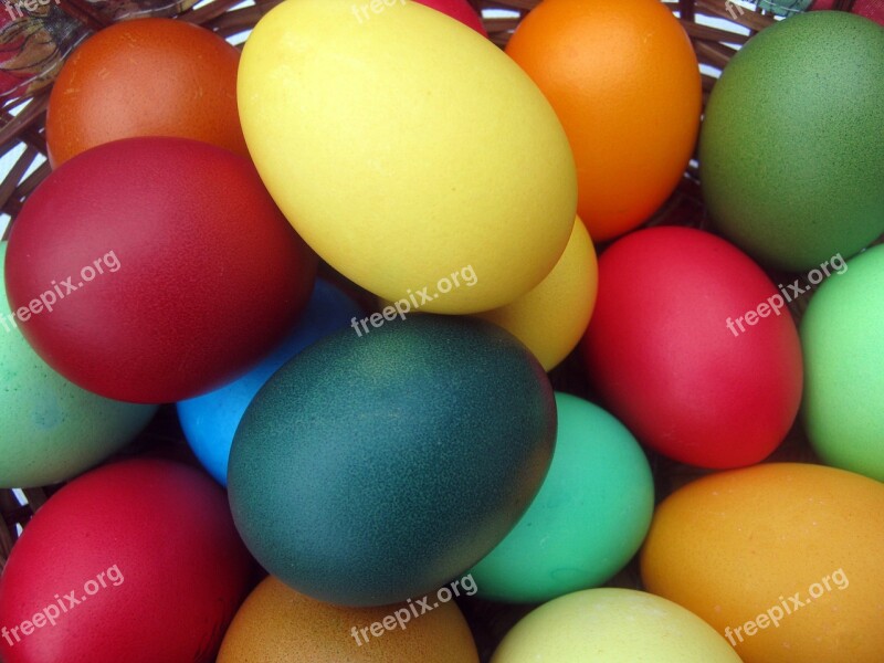 Easter Eggs Easter Basket Colorful Color