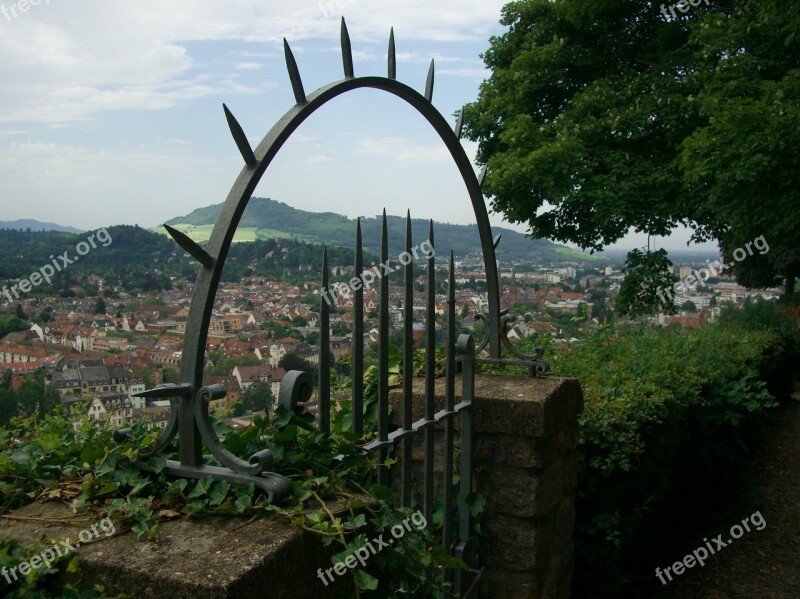 Freiburg Schlossberg View Wall Iron Gate