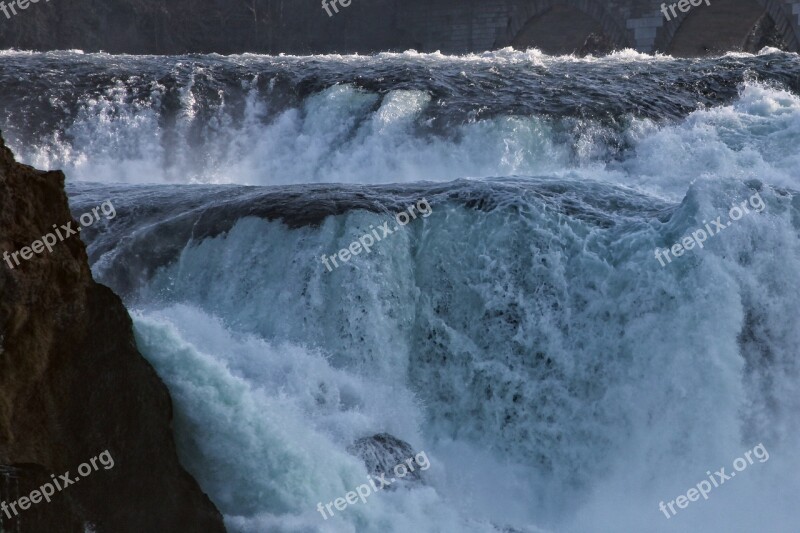 Rhine Falls Water Mass Roaring Flood Neuhausen Am Rheinfall