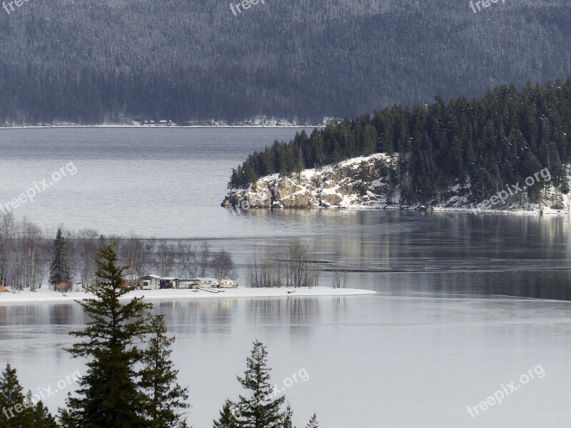 Canim Lake British Columbia Canada Winter Snow