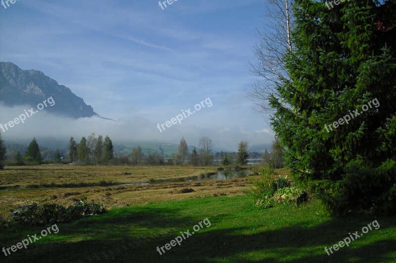 Landscape Autumn Fog Austria Walchsee