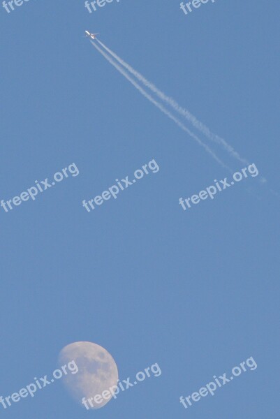 Moon Plane Air Blue Free Photos