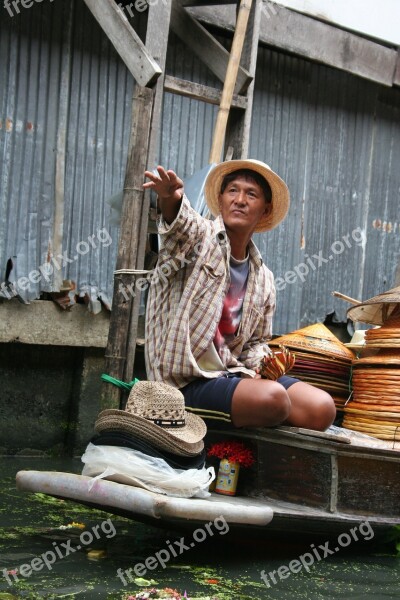 Floating Market Thailand Asia Thai Man