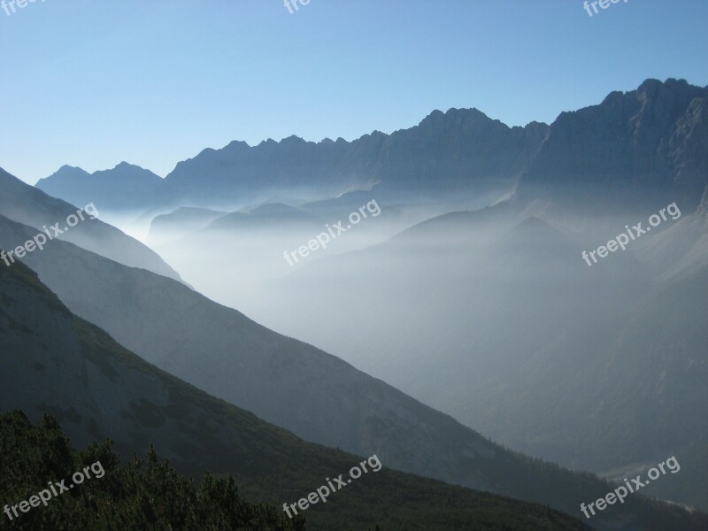 Mountains Fog Backlighting Free Photos