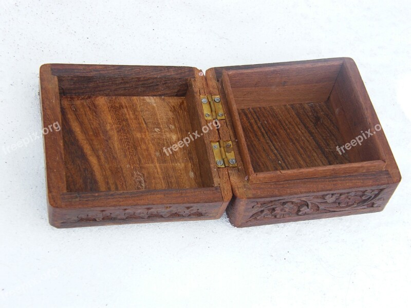 Box Brown Carved Casket Open