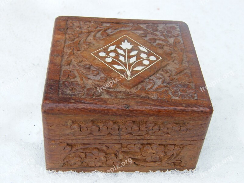 Box Brown Carved Casket Closed