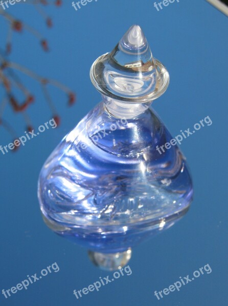 Bottle Blue Perfume Reflecting Free Photos