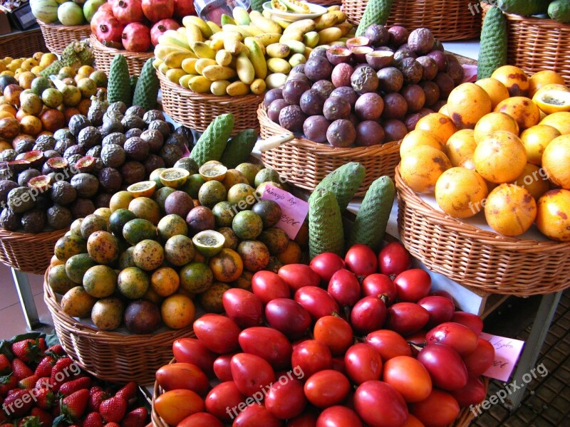 Market Fruits Colorful Exotic Overseas