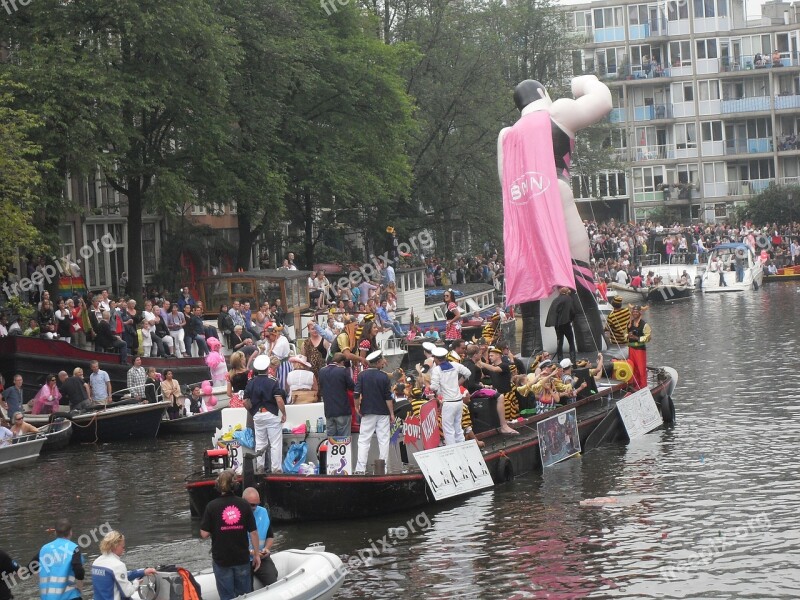 Gay Parade Beaten Up Amsterdam Summer Canals Free Photos