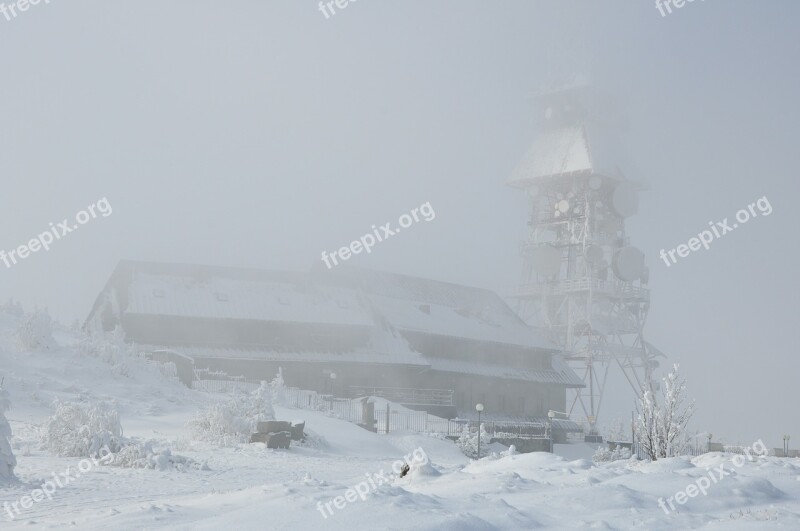 The Fog Winter Snow Mountains Building