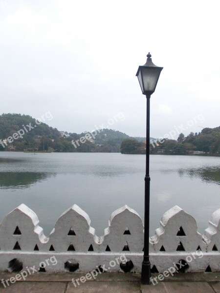 Light Post Kandy Lake Evening Lake Park