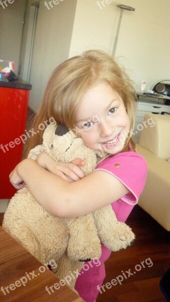 Human Girl Child Teddy Bear Blond