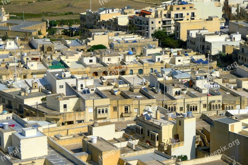 Houses Roofs Flat Roofs Building City