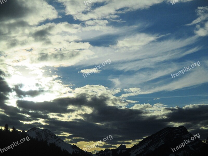 Mountains Alpine Switzerland Sunset Abendstimmung